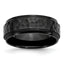 Stainless Steel Polished and Hammered Black IP-plated 8mm Beveled Edge Band