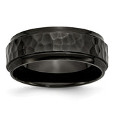 Sophia Jewelers Stainless Steel Engravable Black IP Wedding Band with Beveled Edge
