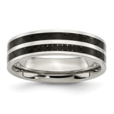 Sophia Jewelers Stainless Steel Wedding Band with Black Carbon Inlay Polished Finish