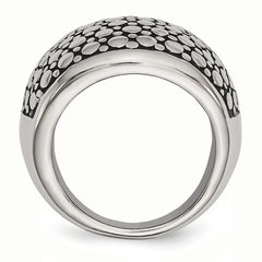StainleSterling Silver Steel Polished and Antiqued Ring