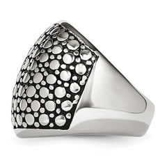 StainleSterling Silver Steel Polished and Antiqued Ring