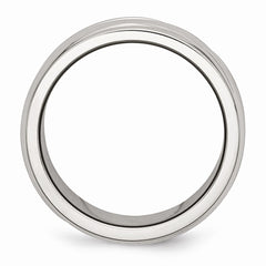 Sophia Jewelers Stainless Steel Fashion Ring with Polished Grooved Design