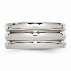 Sophia Jewelers Stainless Steel Fashion Ring with Polished Grooved Design