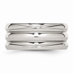 Sophia Jewelers Stainless Steel Fashion Ring with Polished Grooved Design