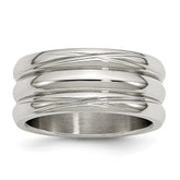 Sophia Jewelers Stainless Steel Fashion Ring with Polished Grooved Design