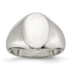 Sophia Jewelers Polished Stainless Steel Oval Signet Ring Elegant Design