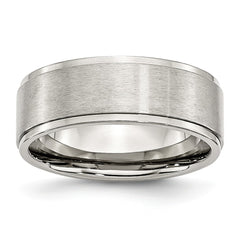 Sophia Jewelers Stainless Steel 8mm Comfort Fit Ridged Wedding Band