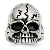Stainless Steel Skull Ring with Polished Antique Finish