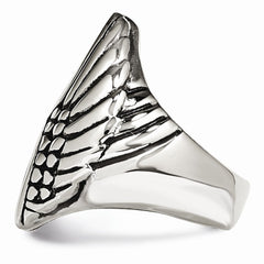 Stainless Steel Wings Ring with Polished Antiqued Finish Unisex