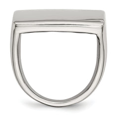 StainleSterling Silver Steel Polished Square Ring