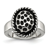 Stainless Steel Polished and Antiqued Ring