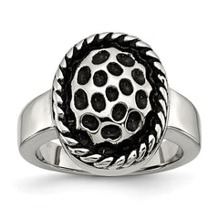 Stainless Steel Polished and Antiqued Ring