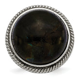 Stainless Steel Polished Labradorite Textured Ring