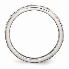 Sophia Jewelers Polished Stainless Steel 4.5mm Crystal Wedding Band - 5 - 5