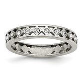 Sophia Jewelers Polished Stainless Steel 4.5mm Crystal Wedding Band - 5 - 5