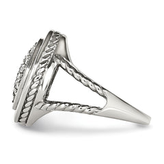 StainleSterling Silver Steel Polished CZ Square Ring