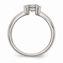 Sophia Jewelers Polished Stainless Steel CZ Ring Elegant Synthetic Stone