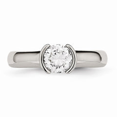 Sophia Jewelers Polished Stainless Steel CZ Ring Elegant Synthetic Stone