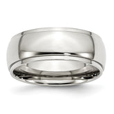 Sophia Jewelers Stainless Steel 8mm Polished Ridged Comfort Wedding Band, Engravable