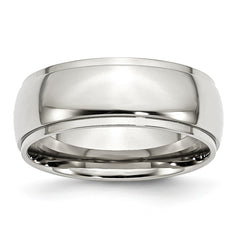 Sophia Jewelers Stainless Steel 8mm Polished Ridged Comfort Wedding Band, Engravable