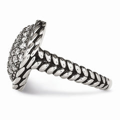 Sophia Jewelers Stainless Steel CZ Fashion Ring with Polished Antiqued Finish