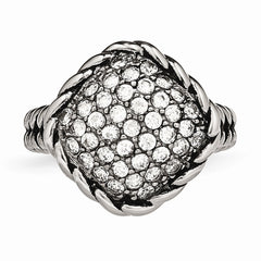 Sophia Jewelers Stainless Steel CZ Fashion Ring with Polished Antiqued Finish