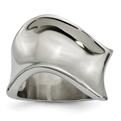Sophia Jewelers Polished Stainless Steel Fashion Wave Ring Elegant Design - 6 - 6