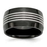 Sophia Jewelers Stainless Steel Black Plated 12mm Polished Wedding Band