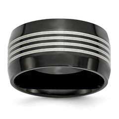 Sophia Jewelers Stainless Steel Black Plated 12mm Polished Wedding Band