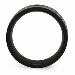 Stainless Steel Black IP-Plated Wedding Band with CZ, Polished & Brushed Finish - 9 - 9