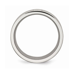 Sophia Jewelers Stainless Steel CZ Wedding Band with Polished Brushed Finish