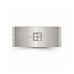 Sophia Jewelers Stainless Steel CZ Wedding Band with Polished Brushed Finish