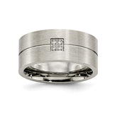 Sophia Jewelers Stainless Steel CZ Wedding Band with Polished Brushed Finish