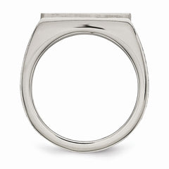Stainless Steel Men's Ring with Polished and Brushed CZ Accents