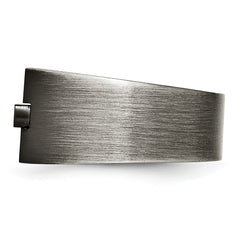 StainleSterling Silver Steel Antiqued and Brushed with Black CZ Signet Ring