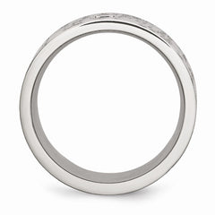 Sophia Jewelers Stainless Steel Wedding Band with Black CZ Accent