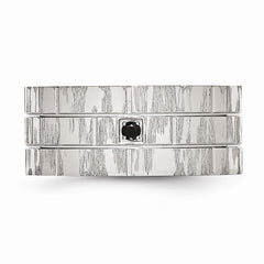 Sophia Jewelers Stainless Steel Wedding Band with Black CZ Accent