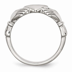 Stainless Steel Claddagh Ring with Polished Finish and 4mm Band