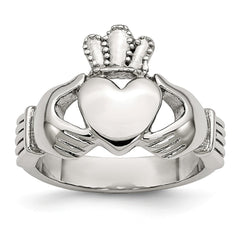 Stainless Steel Claddagh Ring with Polished Finish and 4mm Band