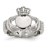 Stainless Steel Polished Claddagh Ring with Braided Band 6mm Elegant - 5 - 5