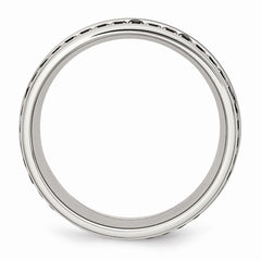 Sophia Jewelers Polished Stainless Steel Black Ceramic Inlay Wedding Band