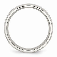 Stainless Steel Wedding Band with Polished Black Ceramic Inlay Engravable 9mm