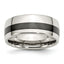 Stainless Steel Polished Black Ceramic Inlay 9mm Band
