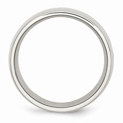 Stainless Steel Polished White Ceramic Inlay 9.00mm Band