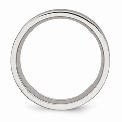 Stainless Steel Brushed Wedding Band with Engravable Black Rubber Accent