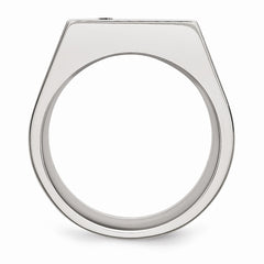 Sophia Jewelers Polished Stainless Steel CZ Signet Men's Ring