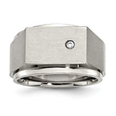 Sophia Jewelers Stainless Steel CZ Men's Signet Ring with Polished & Brushed Finish - 9 - 9
