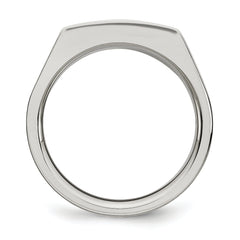 Stainless Steel Brushed and Polished with Black CZ Ring