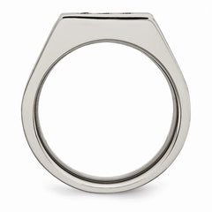 Stainless Steel Men's Ring with Brushed Black Finish and CZ Accents