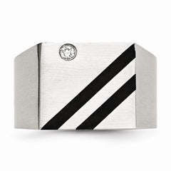 Sophia Jewelers Brushed Black Stainless Steel CZ Men's Ring